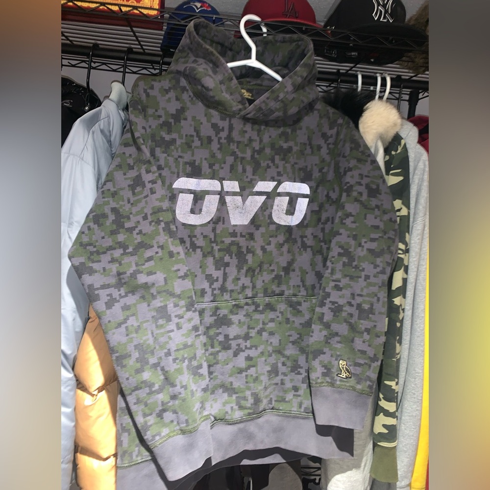 OVO Digital Camo Hoodie in Green and Gray